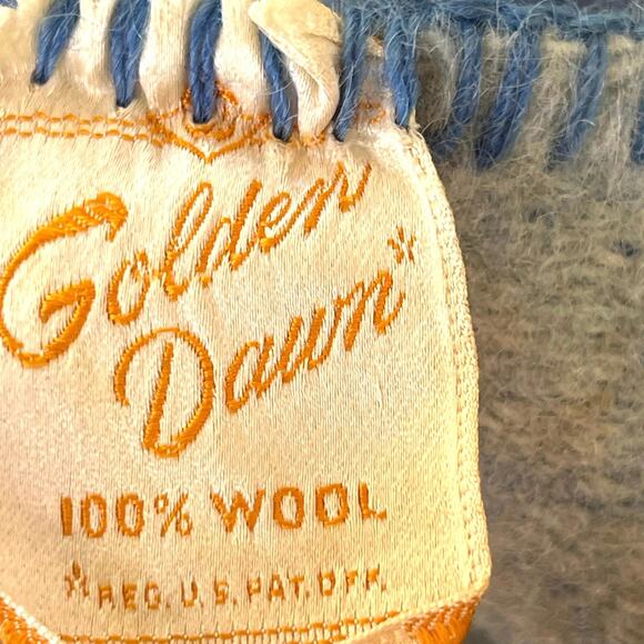 Vintage JC Penny Golden Dawn Rose Floral Brick Tan Reversible Wool Blanket - Picture 4 of 11